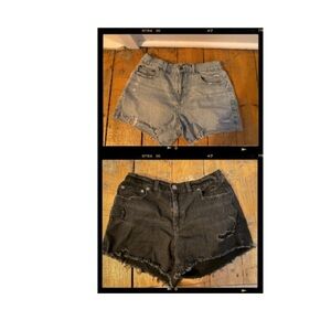 2 pairs of AERIE Black Frayed Jean Shorts